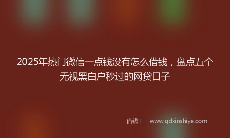 2025年热门微信一点钱没有怎么借钱,盘点五个无视黑白户秒过的网贷口子