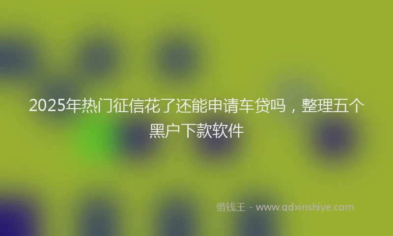 2025年热门征信花了还能申请车贷吗，整理五个黑户下款软件