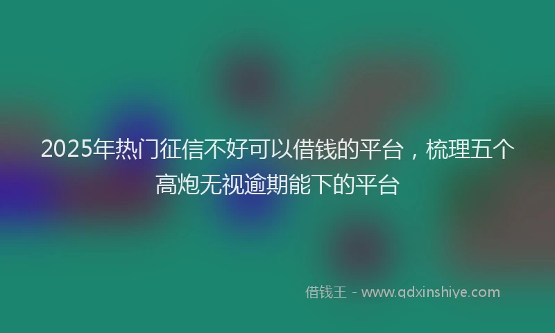 2025年热门征信不好可以借钱的平台，梳理五个高炮无视逾期能下的平台