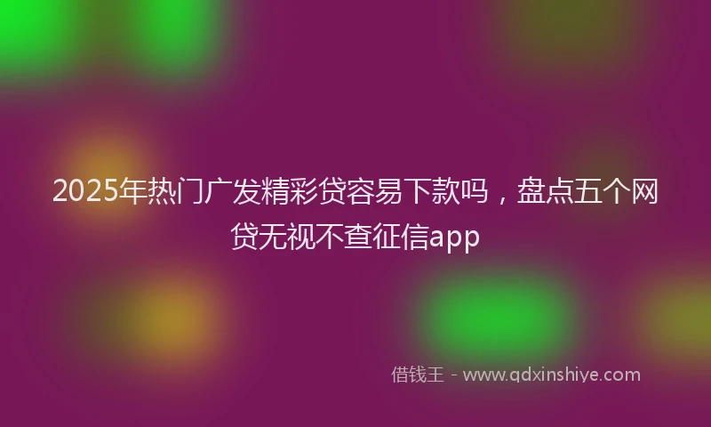 2025年热门广发精彩贷容易下款吗，盘点五个网贷无视不查征信app