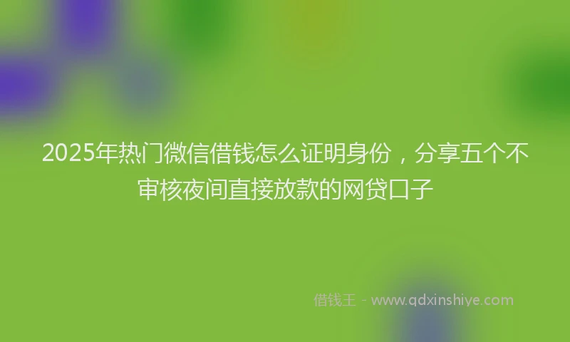 2025年热门微信借钱怎么证明身份，分享五个不审核夜间直接放款的网贷口子