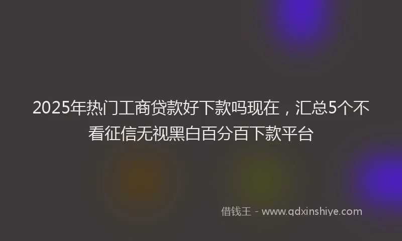 2025年热门工商贷款好下款吗现在，汇总5个不看征信无视黑白百分百下款平台