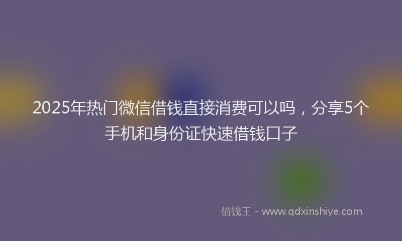 2025年热门微信借钱直接消费可以吗，分享5个手机和身份证快速借钱口子