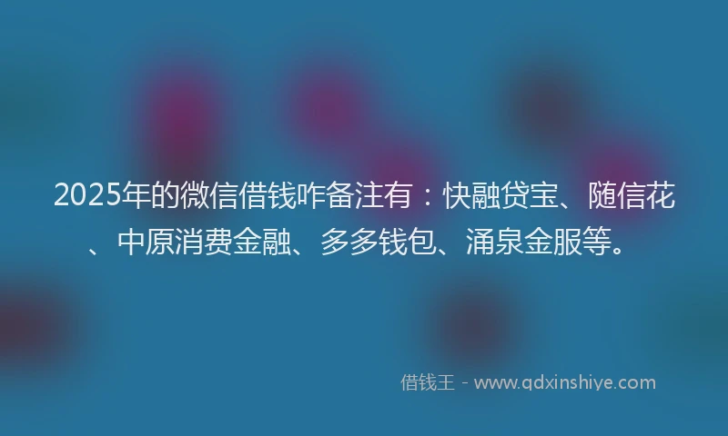 2025年的微信借钱咋备注有：快融贷宝、随信花、中原消费金融、多多钱包、涌泉金服等。