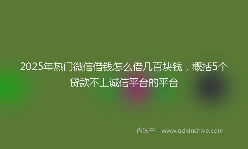 2025年热门微信借钱怎么借几百块钱，概括5个贷款不上诚信平台的平台