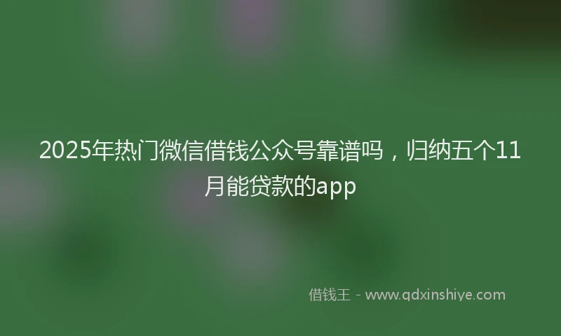 2025年热门微信借钱公众号靠谱吗，归纳五个11月能贷款的app