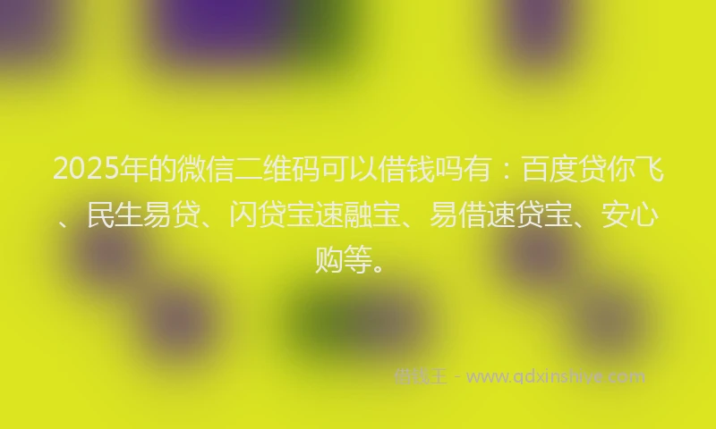 2025年的微信二维码可以借钱吗有：百度贷你飞、民生易贷、闪贷宝速融宝、易借速贷宝、安心购等。