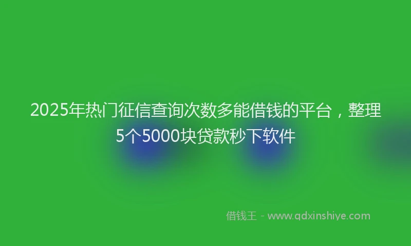 2025年热门征信查询次数多能借钱的平台，整理5个5000块贷款秒下软件