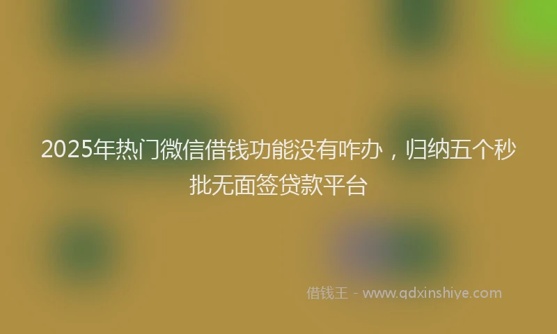 2025年热门微信借钱功能没有咋办，归纳五个秒批无面签贷款平台