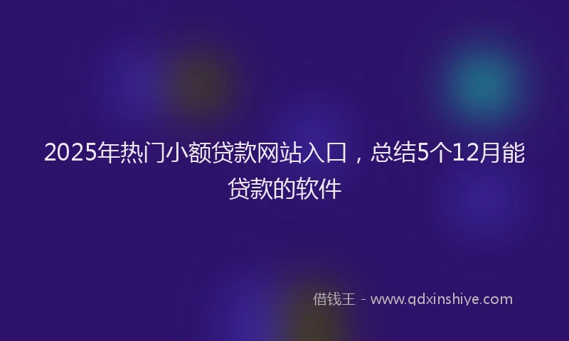 2025年热门小额贷款网站入口，总结5个12月能贷款的软件