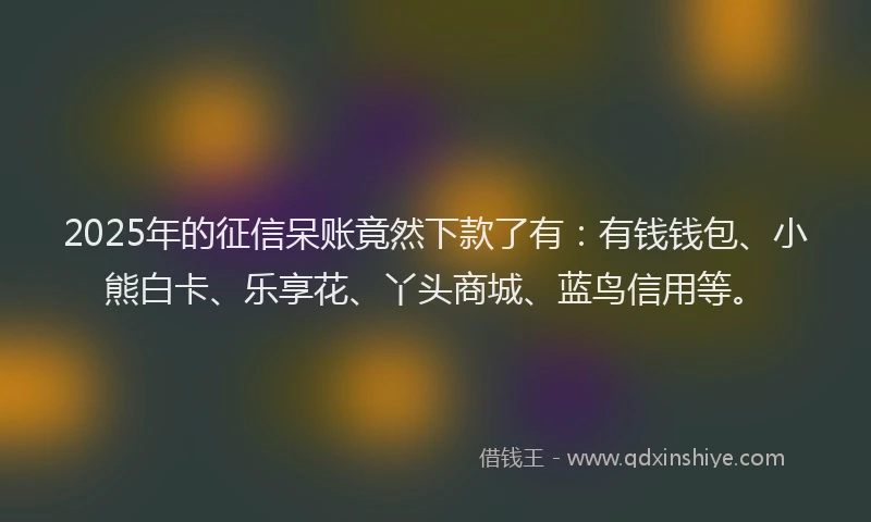 2025年的征信呆账竟然下款了有：有钱钱包、小熊白卡、乐享花、丫头商城、蓝鸟信用等。