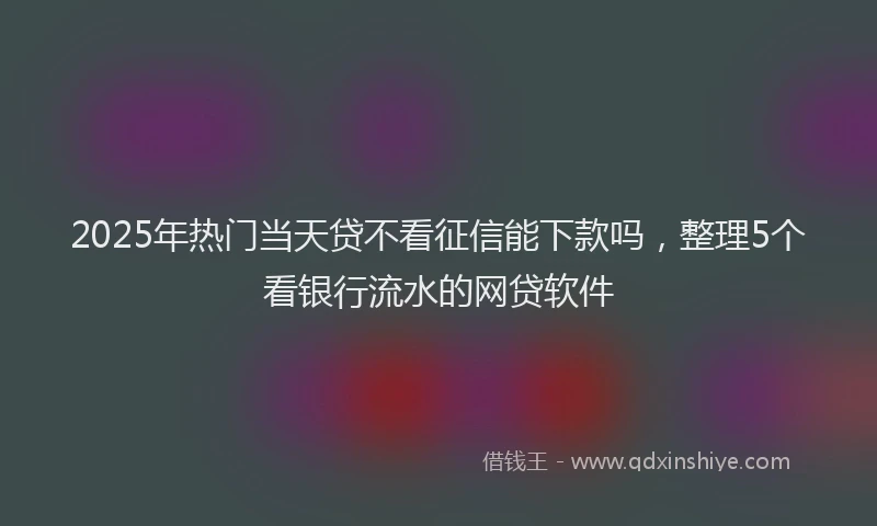 2025年热门当天贷不看征信能下款吗，整理5个看银行流水的网贷软件