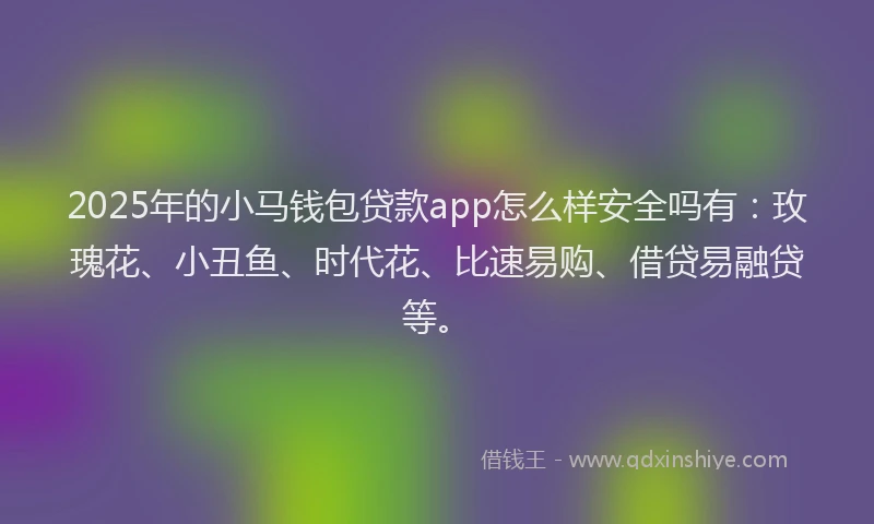 2025年的小马钱包贷款app怎么样安全吗有：玫瑰花、小丑鱼、时代花、比速易购、借贷易融贷等。