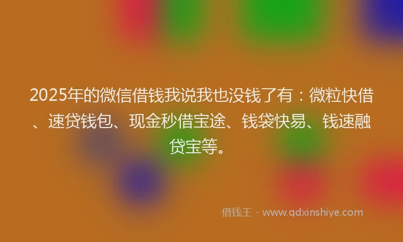 2025年的微信借钱我说我也没钱了有：微粒快借、速贷钱包、现金秒借宝途、钱袋快易、钱速融贷宝等。