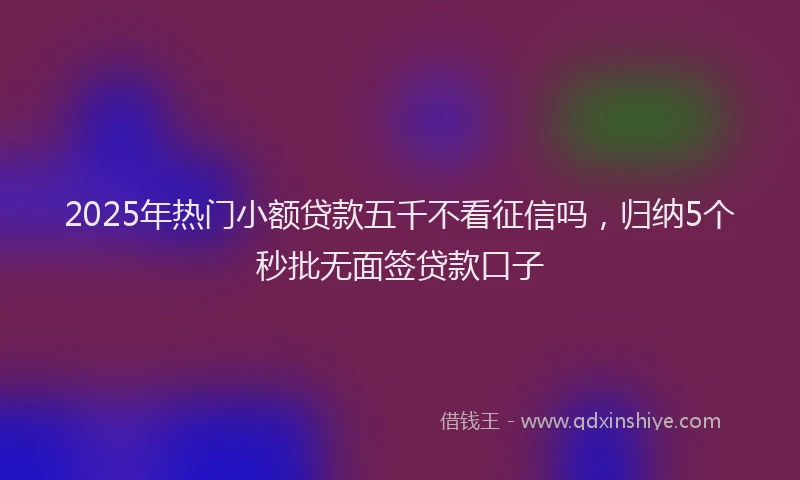 2025年热门小额贷款五千不看征信吗，归纳5个秒批无面签贷款口子