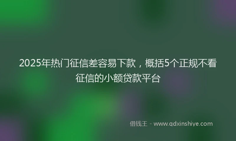2025年热门征信差容易下款，概括5个正规不看征信的小额贷款平台