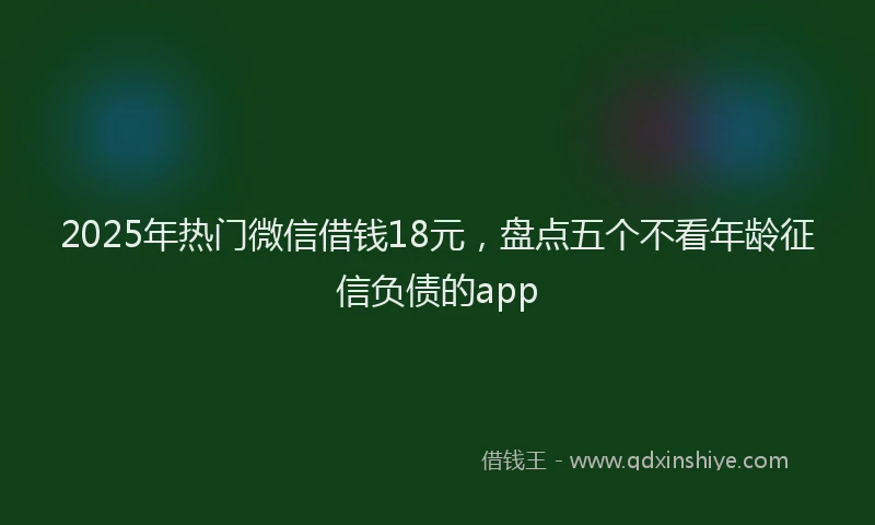 2025年热门微信借钱18元，盘点五个不看年龄征信负债的app