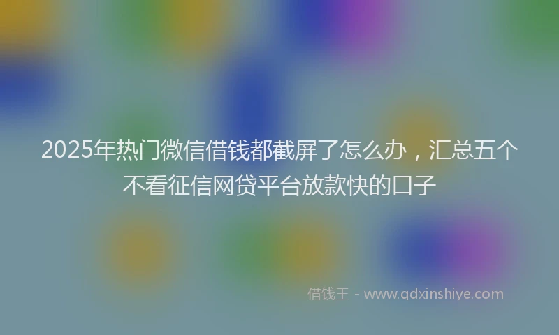 2025年热门微信借钱都截屏了怎么办，汇总五个不看征信网贷平台放款快的口子