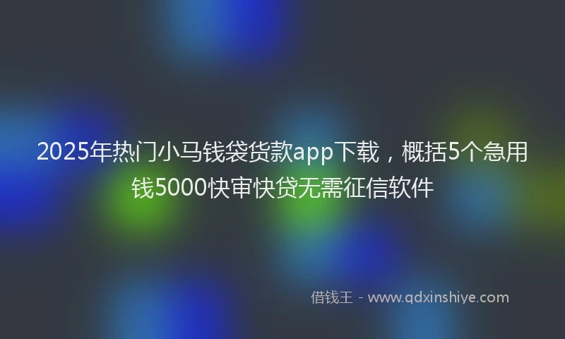 2025年热门小马钱袋货款app下载，概括5个急用钱5000快审快贷无需征信软件