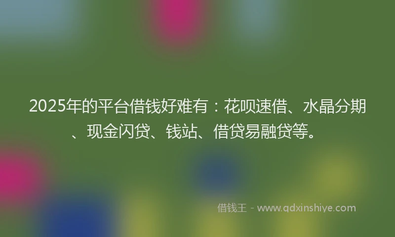 2025年的平台借钱好难有：花呗速借、水晶分期、现金闪贷、钱站、借贷易融贷等。