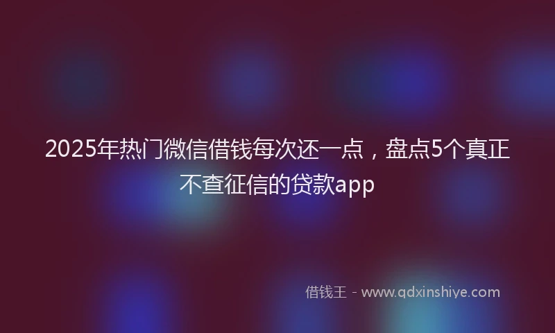 2025年热门微信借钱每次还一点，盘点5个真正不查征信的贷款app