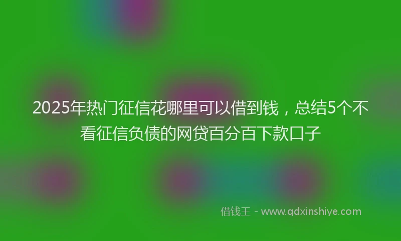 2025年热门征信花哪里可以借到钱，总结5个不看征信负债的网贷百分百下款口子