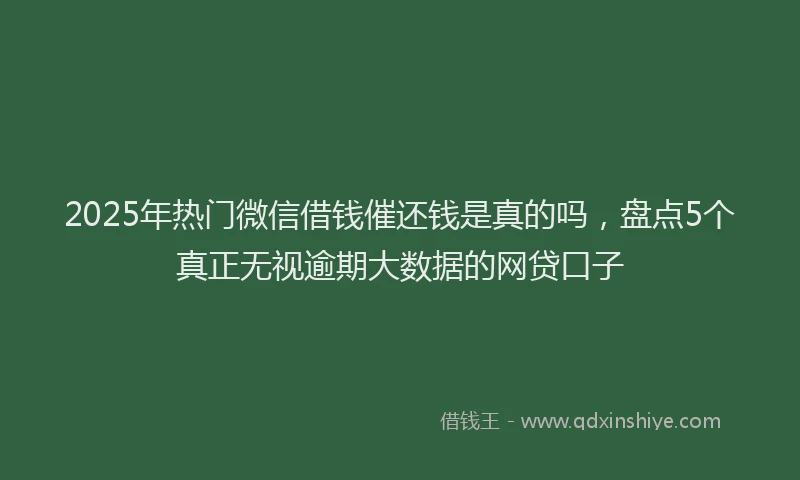 2025年热门微信借钱催还钱是真的吗,盘点5个真正无视逾期大数据的网贷口子