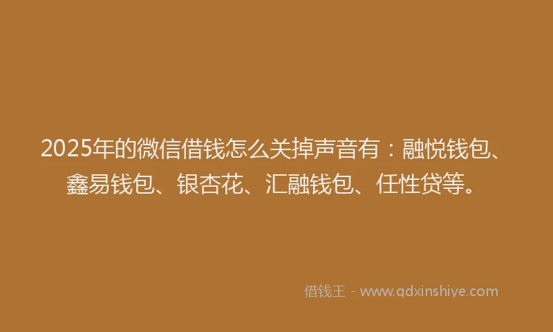 2025年的微信借钱怎么关掉声音有：融悦钱包、鑫易钱包、银杏花、汇融钱包、任性贷等。