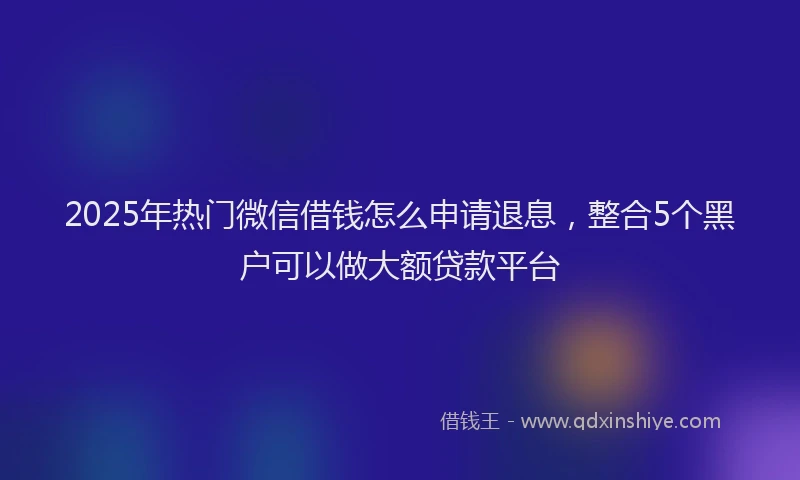 2025年热门微信借钱怎么申请退息，整合5个黑户可以做大额贷款平台