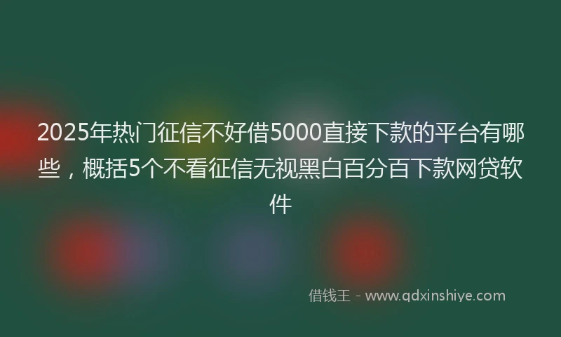 2025年热门征信不好借5000直接下款的平台有哪些，概括5个不看征信无视黑白百分百下款网贷软件