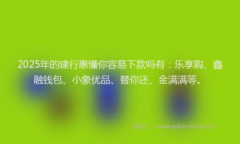 2025年的建行惠懂你容易下款吗有：乐享购、鑫融钱包、小象优品、替你还、金满满等。