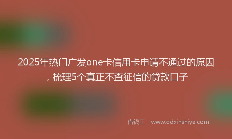 2025年热门广发one卡信用卡申请不通过的原因，梳理5个真正不查征信的贷款口子