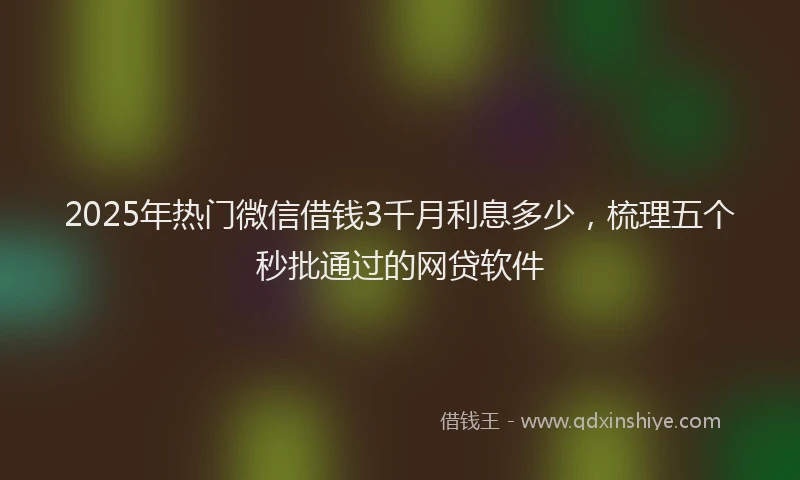 2025年热门微信借钱3千月利息多少，梳理五个秒批通过的网贷软件