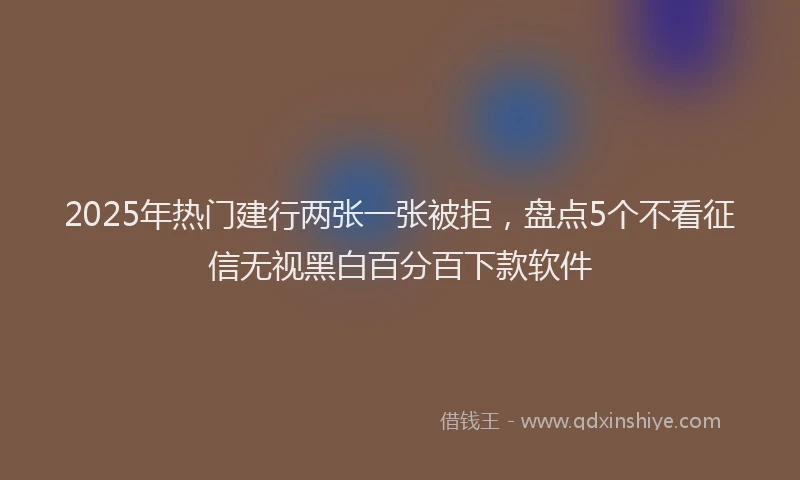 2025年热门建行两张一张被拒，盘点5个不看征信无视黑白百分百下款软件