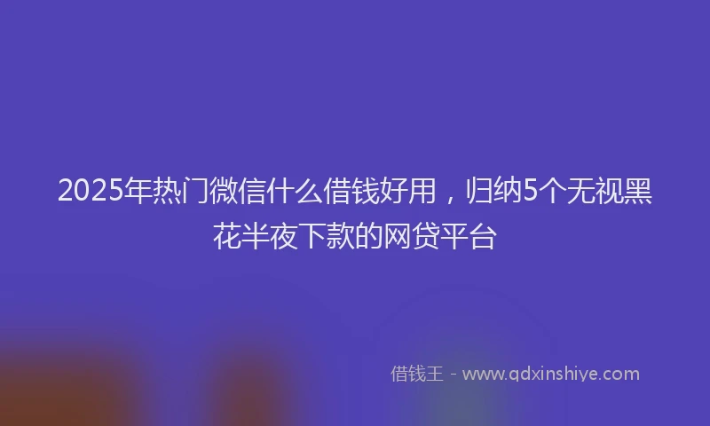 2025年热门微信什么借钱好用，归纳5个无视黑花半夜下款的网贷平台