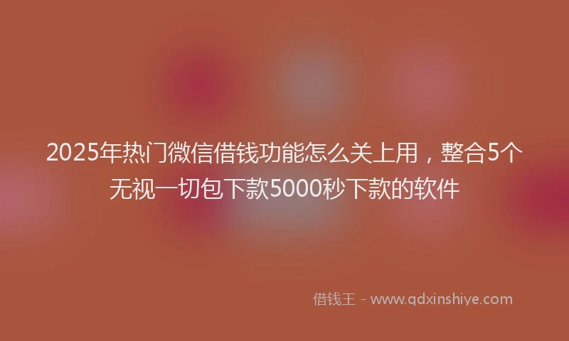2025年热门微信借钱功能怎么关上用,整合5个无视一切包下款5000秒下款的软件