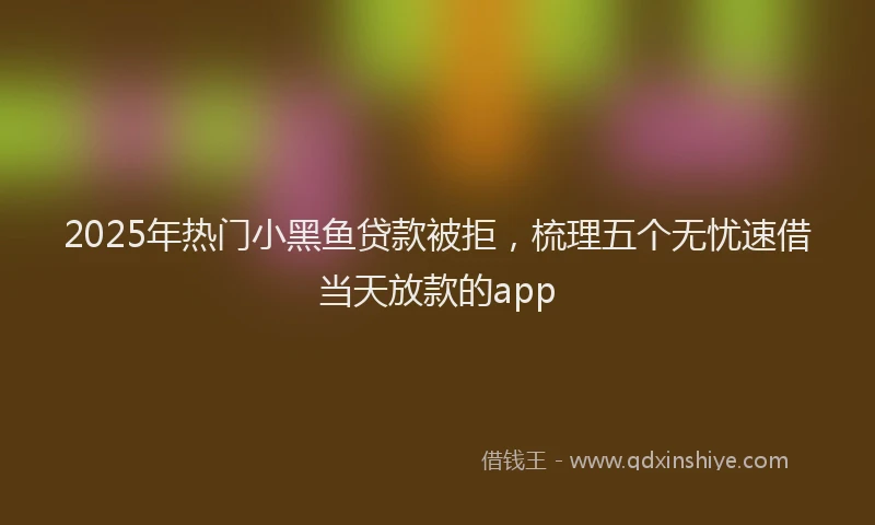 2025年热门小黑鱼贷款被拒，梳理五个无忧速借当天放款的app