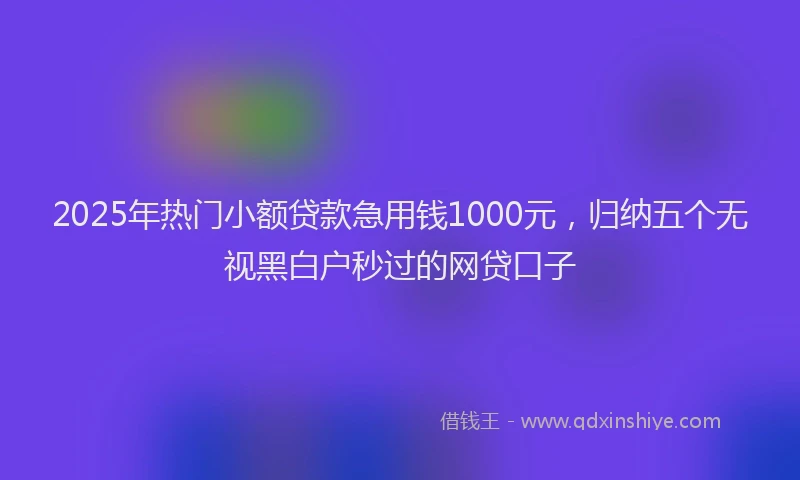 2025年热门小额贷款急用钱1000元，归纳五个无视黑白户秒过的网贷口子