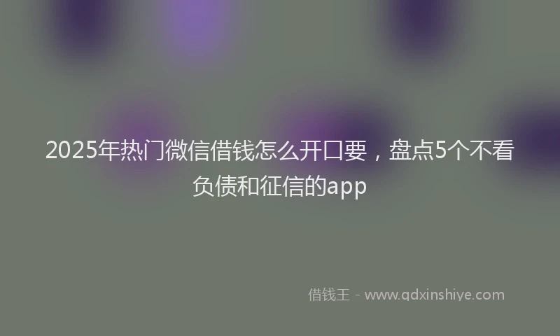 2025年热门微信借钱怎么开口要，盘点5个不看负债和征信的app