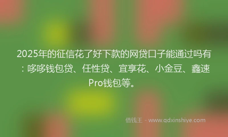 2025年的征信花了好下款的网贷口子能通过吗有：哆哆钱包贷、任性贷、宜享花、小金豆、鑫速Pro钱包等。