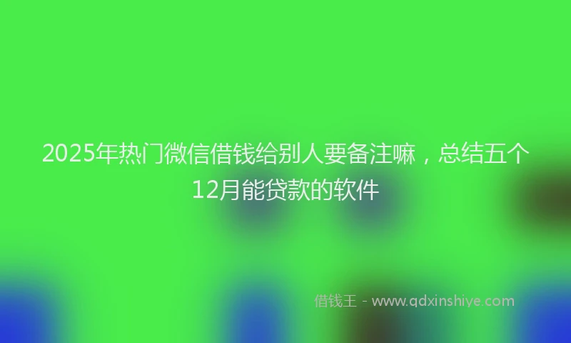 2025年热门微信借钱给别人要备注嘛，总结五个12月能贷款的软件