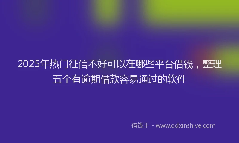 2025年热门征信不好可以在哪些平台借钱，整理五个有逾期借款容易通过的软件