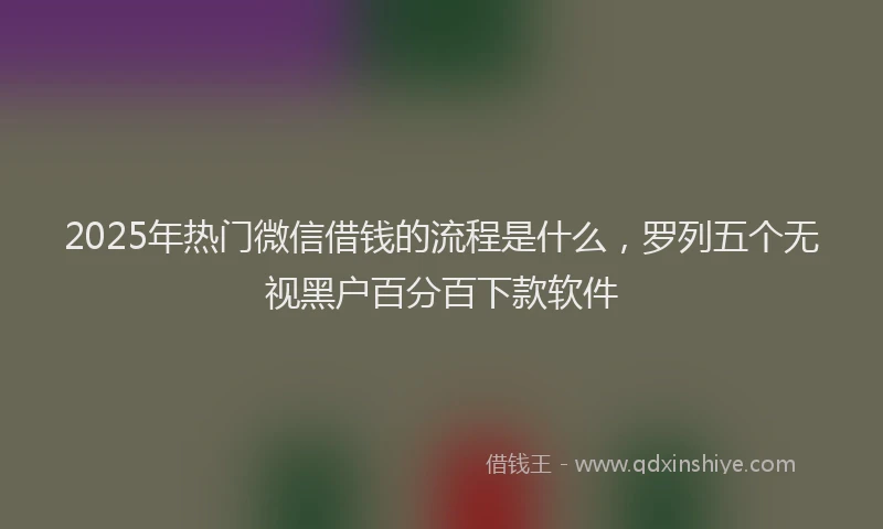2025年热门微信借钱的流程是什么,罗列五个无视黑户百分百下款软件