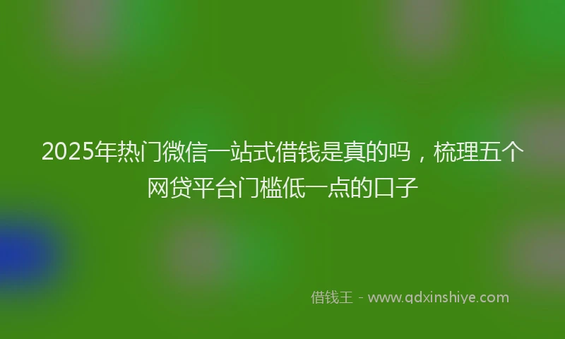 2025年热门微信一站式借钱是真的吗，梳理五个网贷平台门槛低一点的口子