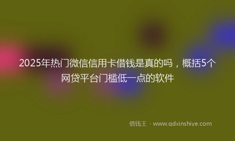 2025年热门微信信用卡借钱是真的吗，概括5个网贷平台门槛低一点的软件