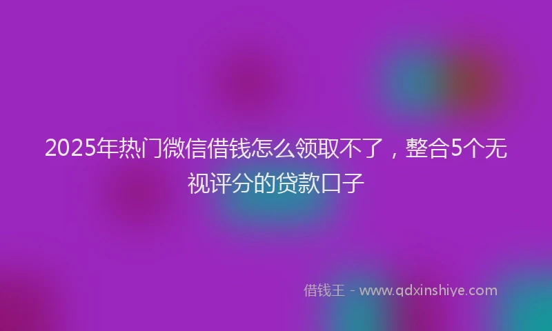 2025年热门微信借钱怎么领取不了，整合5个无视评分的贷款口子