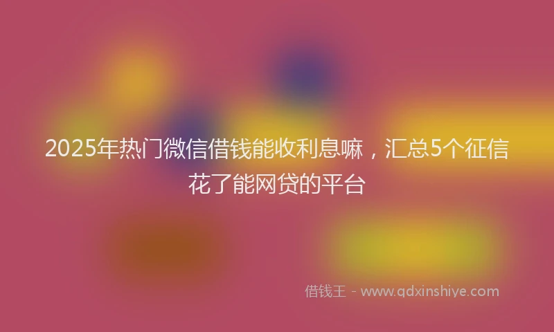 2025年热门微信借钱能收利息嘛，汇总5个征信花了能网贷的平台