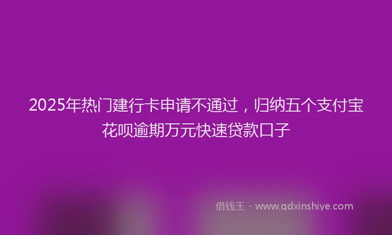 2025年热门建行卡申请不通过，归纳五个支付宝花呗逾期万元快速贷款口子