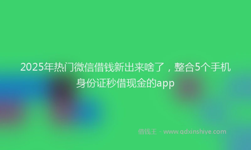 2025年热门微信借钱新出来啥了，整合5个手机身份证秒借现金的app