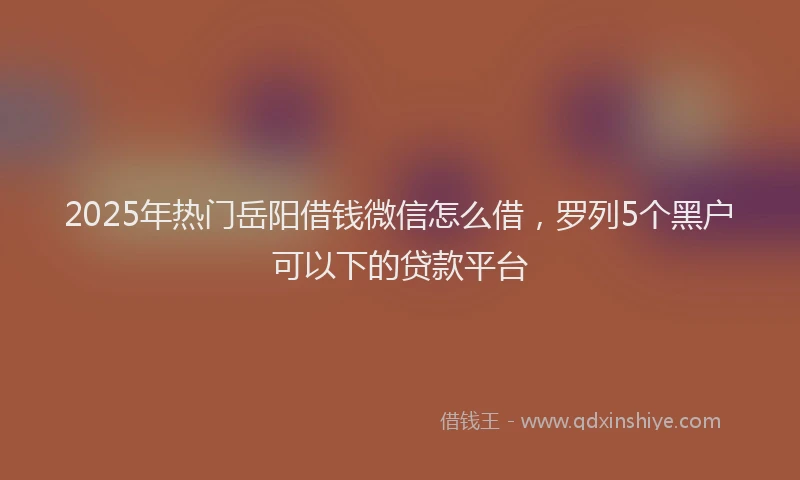 2025年热门岳阳借钱微信怎么借，罗列5个黑户可以下的贷款平台